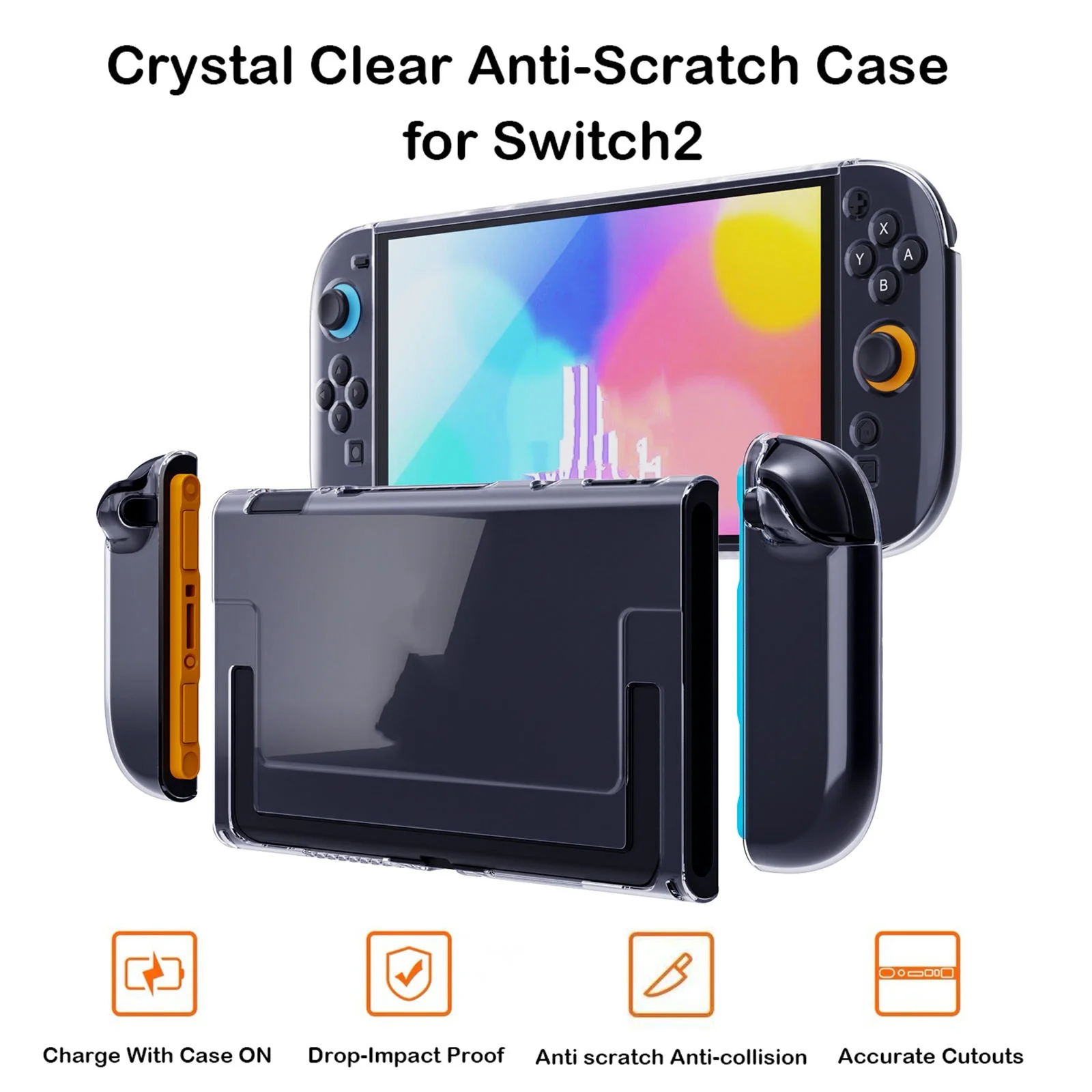 product transparent clear shockproof protective case cover for nintendo switch 2 split grip clear protective case crystal game covers-3