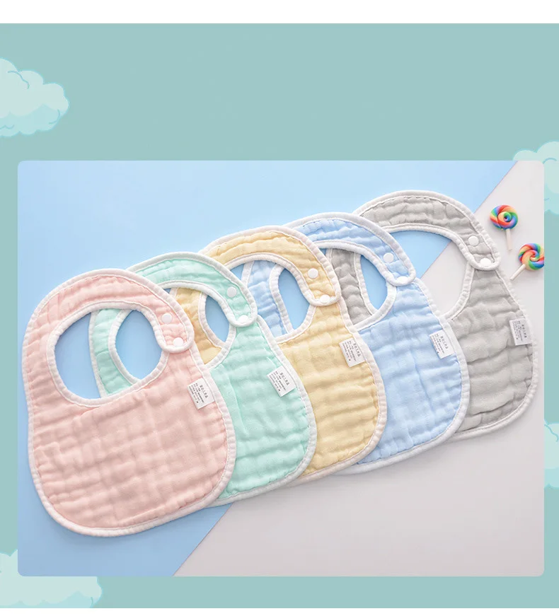 Whosale Newborn material 100%  cotton Super soft Plain Cotton 4 layers muslin plain absorbent towel baby bib factory