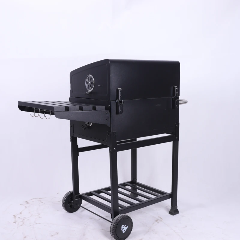 Charcoal Barbecue Outdoor Bbq Grill Smoker Black Trolley Cart Bbq Charcoal Grill manufacture