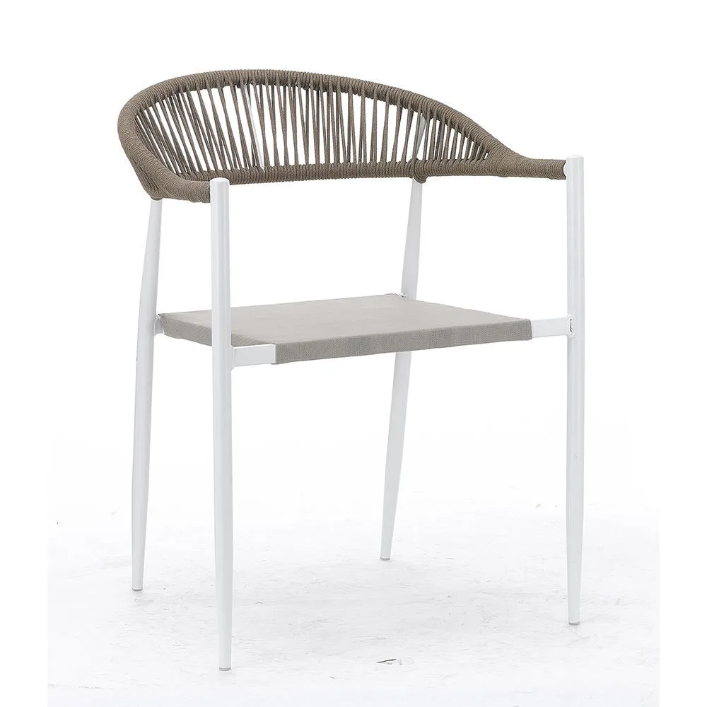 product high quality wicker rattan outdoor dining chair steel frame waterproof cushion stackable patio furniture-3