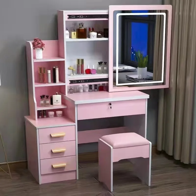New Design Dressing Table Can Be Used As Bedside Table With Led Light Vanity Mirror