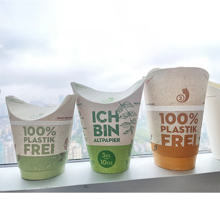 Biodegradable Eco Friendly Butterfly Paper Cup Easy to Use  Fries Paper Cups with Integrated Folding Lid for Cold Hot Drinks