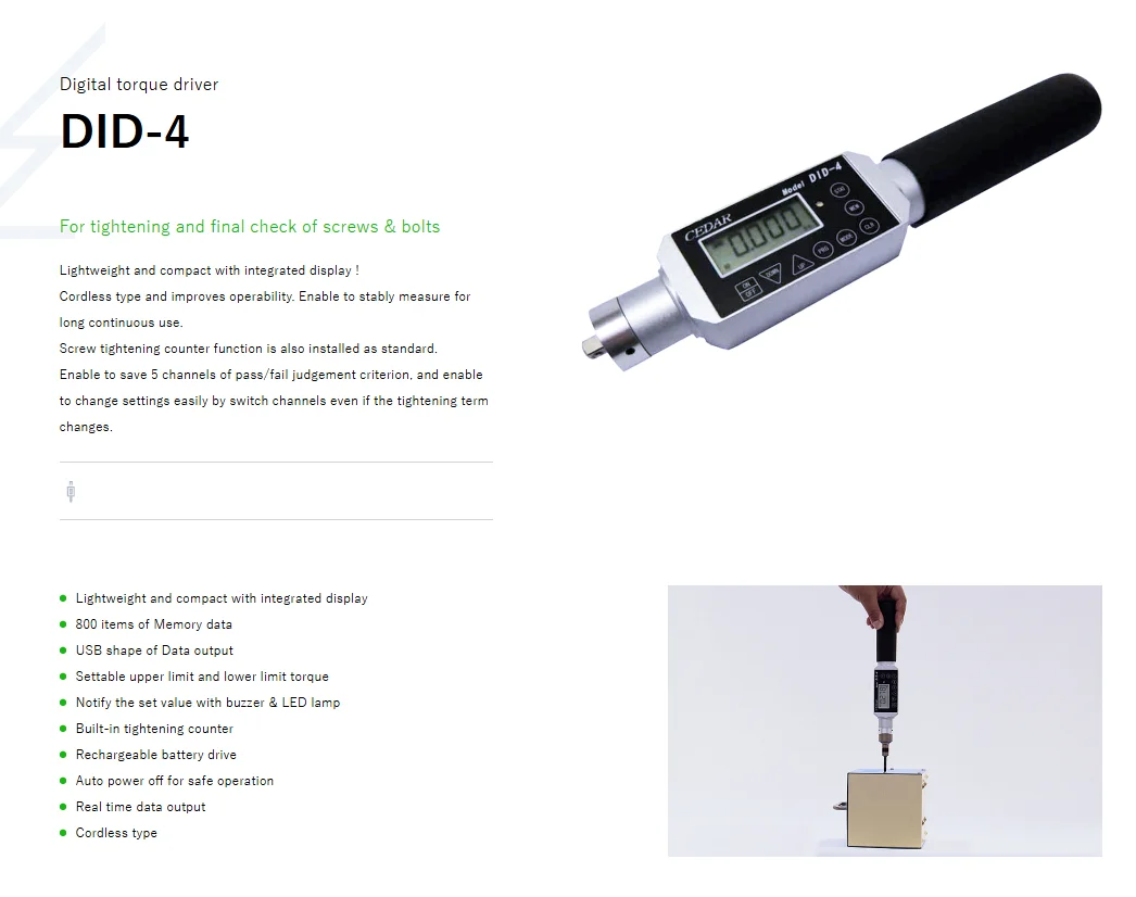 Genuine Japan CEDAR Imported DID-4 Digital Torque Driver/Torque Tester ...