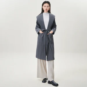 Wholesale Smocked Clothing Miyake Pleated Cotton Winter Coat 2025 New Women's Mid-length Loose Lace-up Large Size Coat