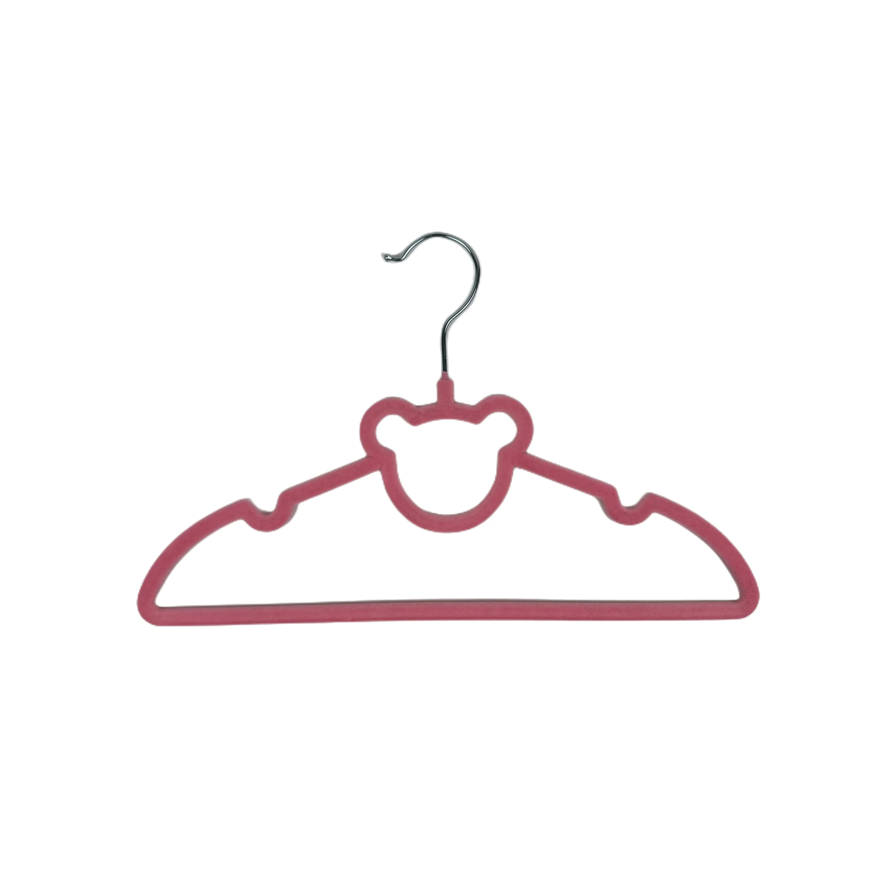 Wholesale Bear Shaped Non Slip Children Clothes Hanger Kids Pink Velvet