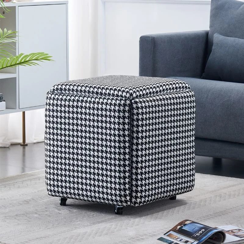 Factory Supply Space Saving Stackable Square Stool Modern 5 in 1 Ottoman Bench Rubik's Cube Chair with Wheels for Home Use
