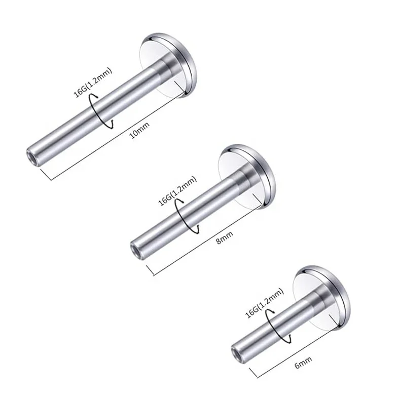 ASTM F136 G23 Titanium Threadless Push in Labret Post Bar Lip Piercing Ear Cartilage Studs Labret Jewelry Accessories