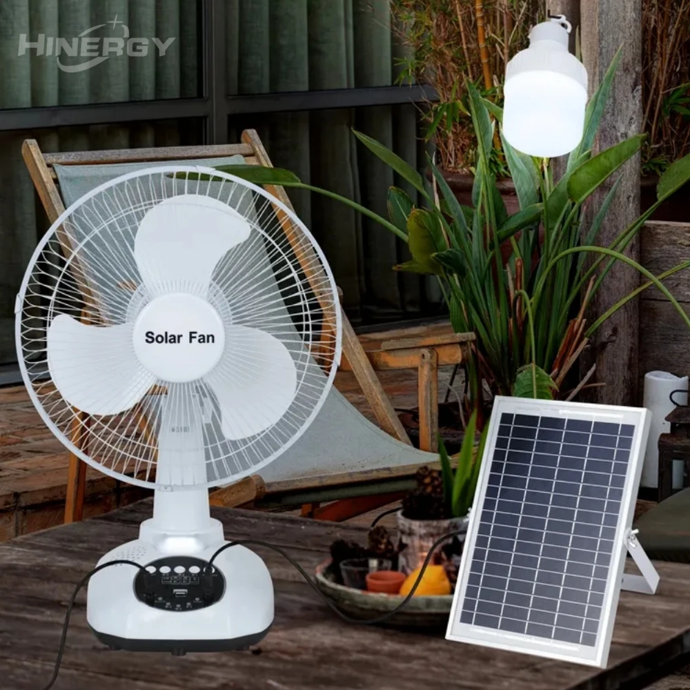 Wholesale 12 Inches Brushless Rechargeable LED Light Solar Fan with Multi-Function Music Competitive Price