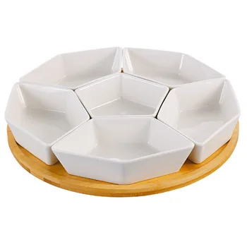 Lazy Susan Serving Platter,Rotating Snack Dip Bowls,Revolving Dip Set ...