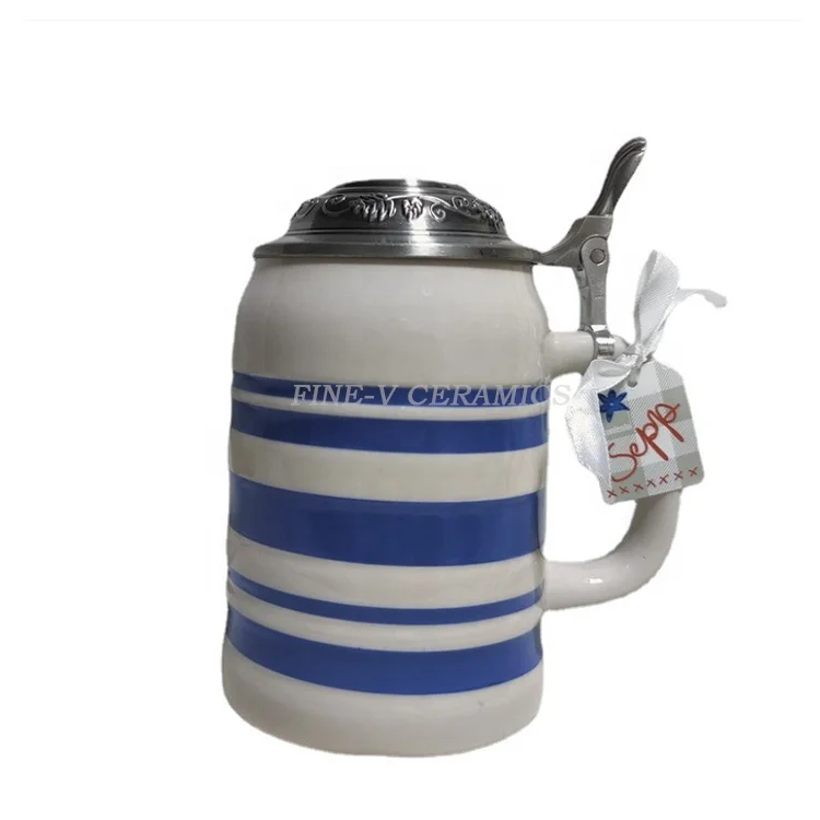Custom Logo Tin Cup With Lid Handpainted Embossed Mug Smooth German Beer Stein Ceramic Buy