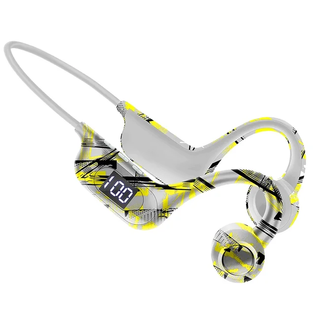 AKZ-G9 New Bone Conduction Wireless for Bluetooth Earphones Graffiti Design LED Insert Card Digital Display Ear Hanging Wireless