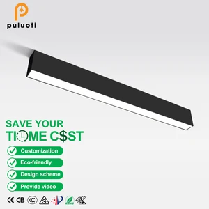 1977mm Long 75W Black Aluminium LED Linear Light Downlight for Indoor Use-Available in Surface Mounted or Hanging Options
