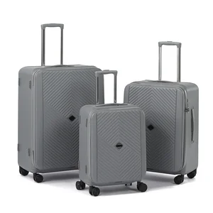 PPL02C Luxury Zipper Hardshell Waterproof PP Suitcase TSA Lock 20/24/28 Inch 4 Spinner Wheels Aluminum Trolley Travel Trolley