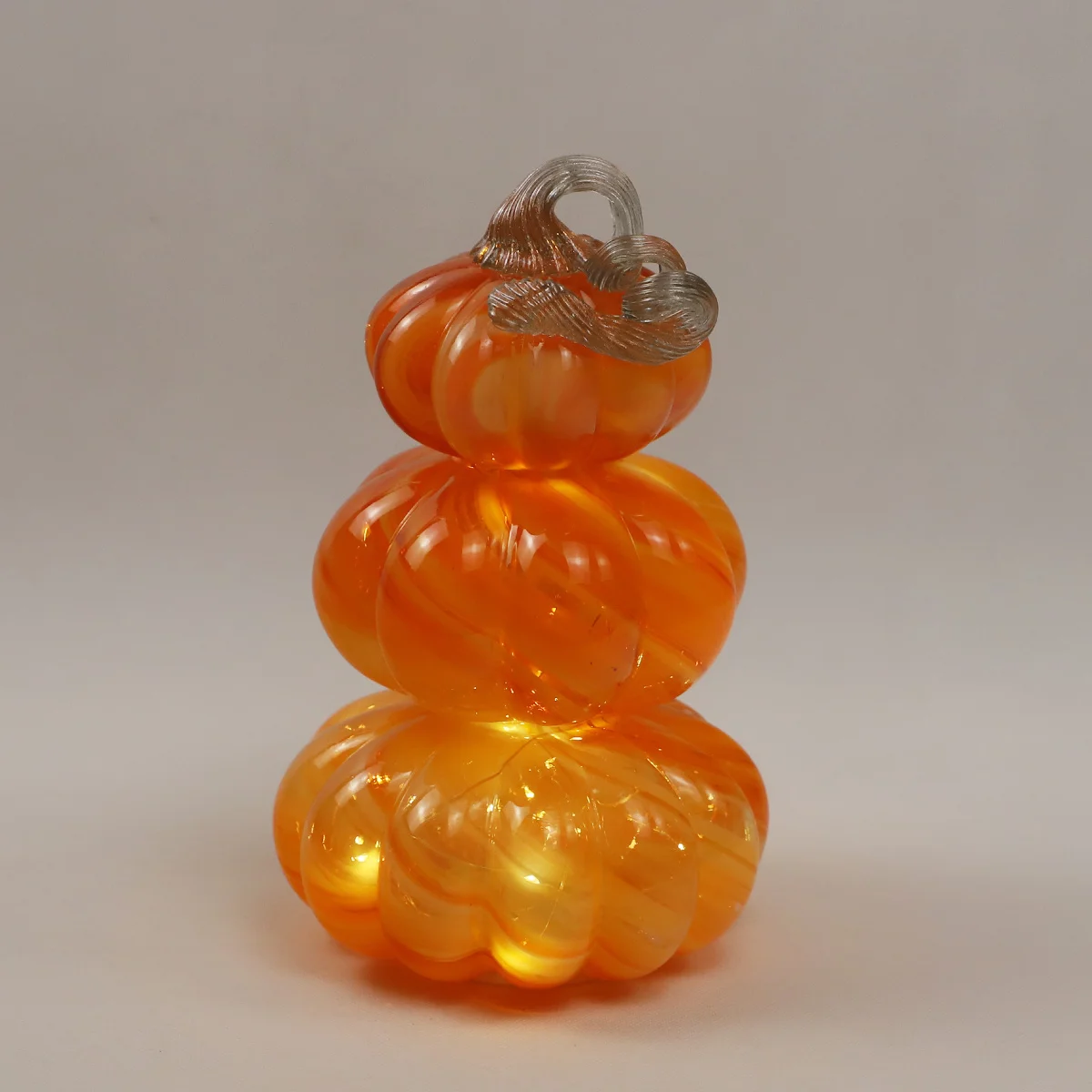 Fancy Hand Blown Glass Pumpkin Set Of 3 With Shiny Led Lights Beautiful Home Garden Halloween Ornament Artificial Thanksgiving details