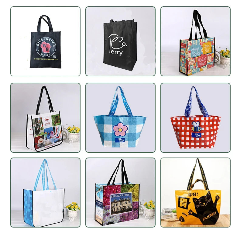 Custom Extra Big Size Logo Full Color Printing Design Reusable Grocery Laminated Woven PP Shopping Tote Promotional PP Woven Bag