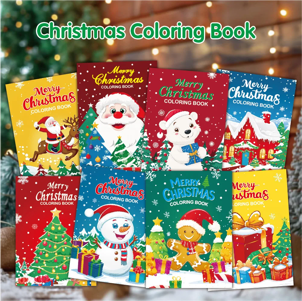 New Customizable Christmas Color Book Coloring Book with Platter Unisex Paper Material 2-4 5-7 Years Educational Fun Children details