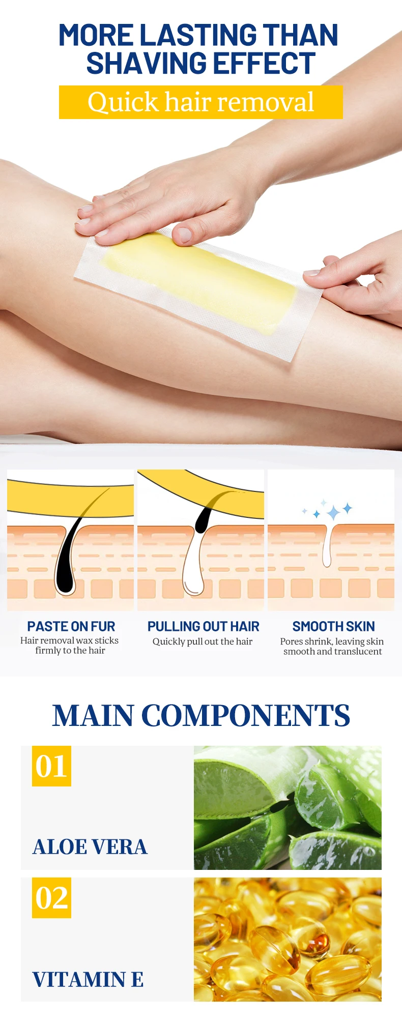 Disaar Skin Sensitive Wax Strips Hair Removal Wax Strips Body Wax Strips for Hair Removal