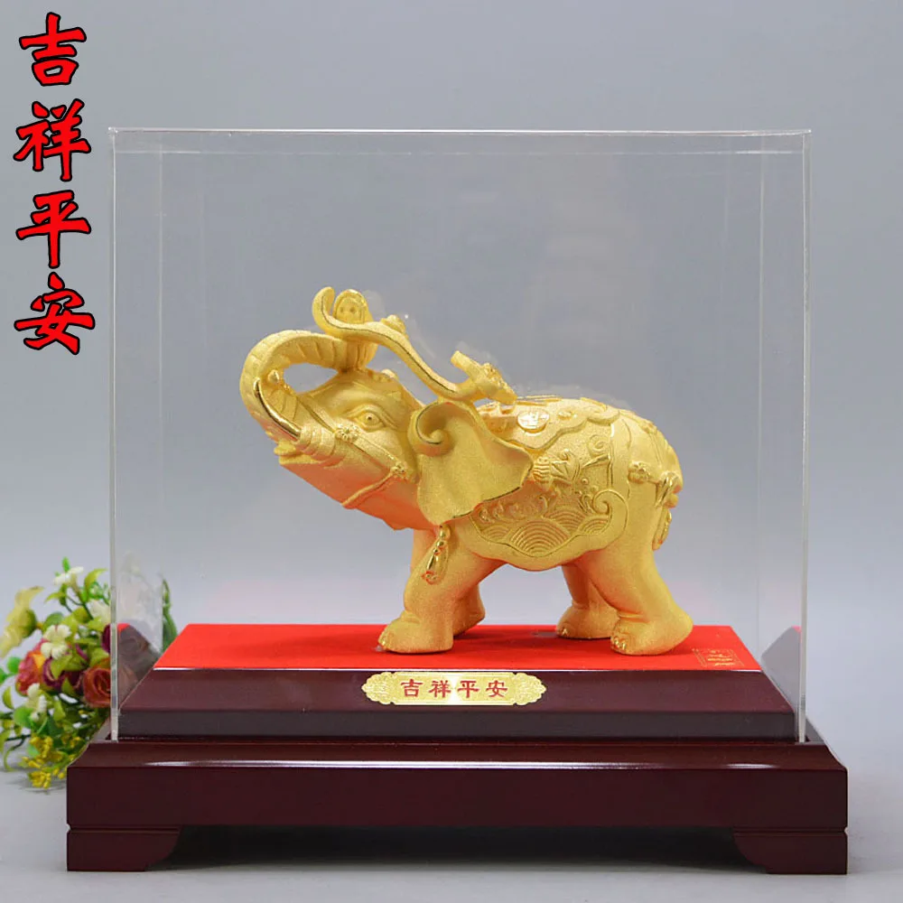 Оптовая Продажа с фабрики 1 шт. доставка бизнес-предприятие фэн-шуй офисная модель 24k золотой слон