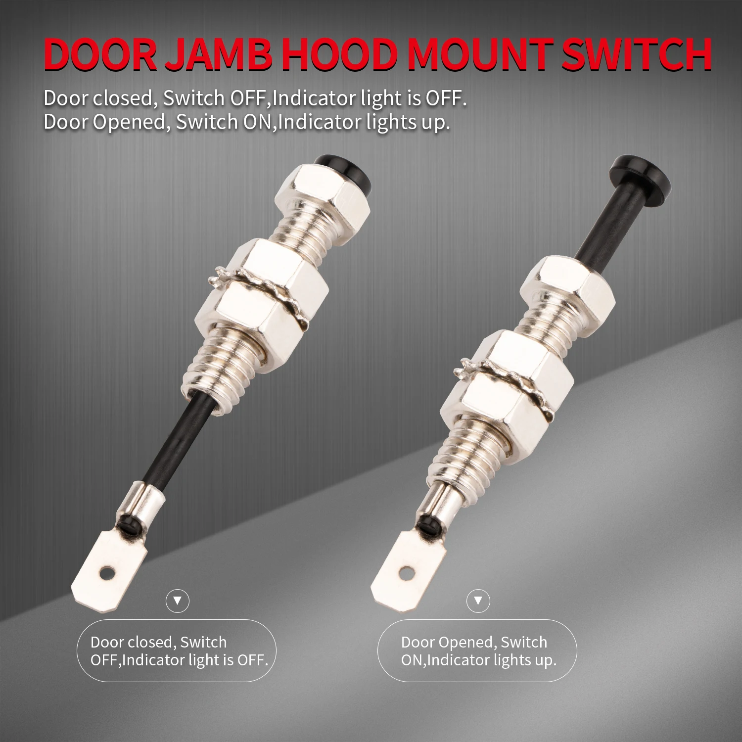 Daiertek PIN-7 20A 12VDC 8MM on OFF Momentary Auto Car Trunk Bonnet Alarm Security Hood Door Switch With Black Mental Body