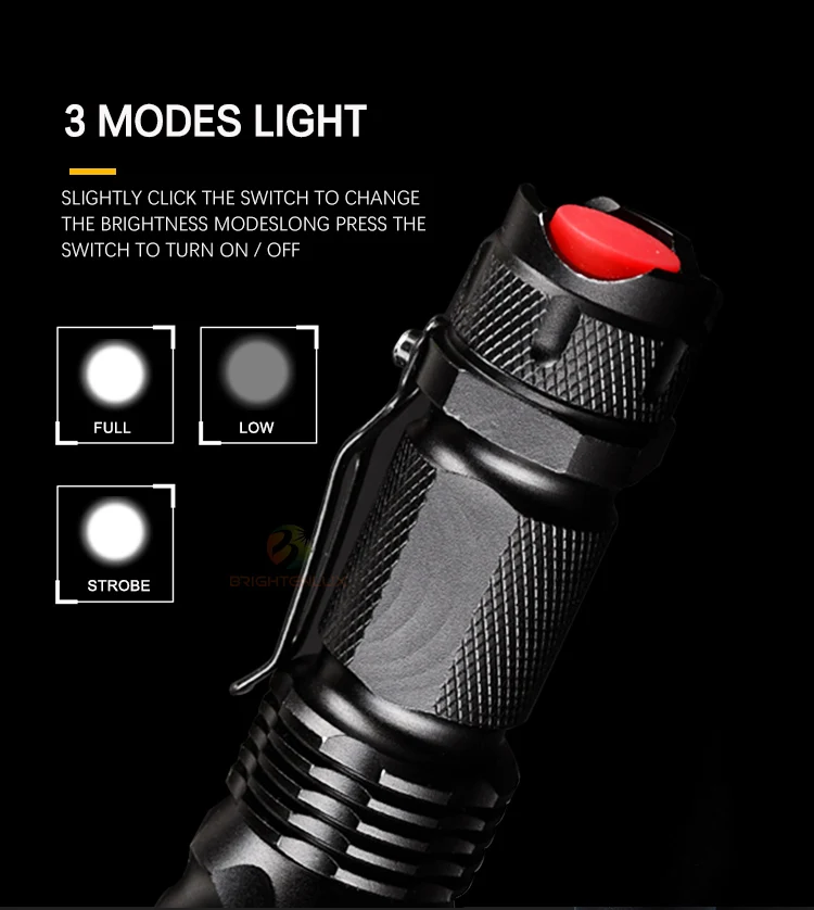 Portable Self Defense Led Flash Torch Light Mini Flashlight,Super Bright Aluminum Dry Battery Mini Tactical Zoom Led+Flashlights