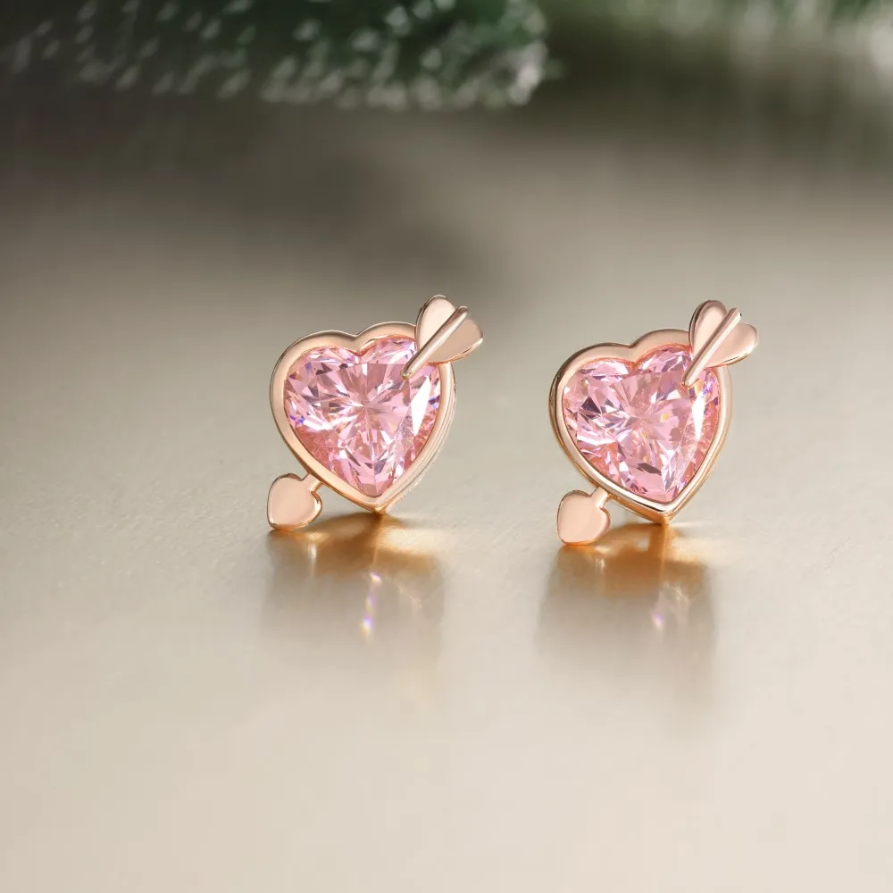 KAKODIY Tiny Charm Boutique Jewelry 925 Sterling Silver Plated Rose Gold Christmas Gift Heart Shape 5A Cubic Zirconia Stud Earrings detail 4