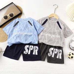 Boys' Casual Two-Piece Sports Suit Summer Quick-Drying Short-Sleeved Shorts Breathable New Basketball Uniform Clothes for Kids