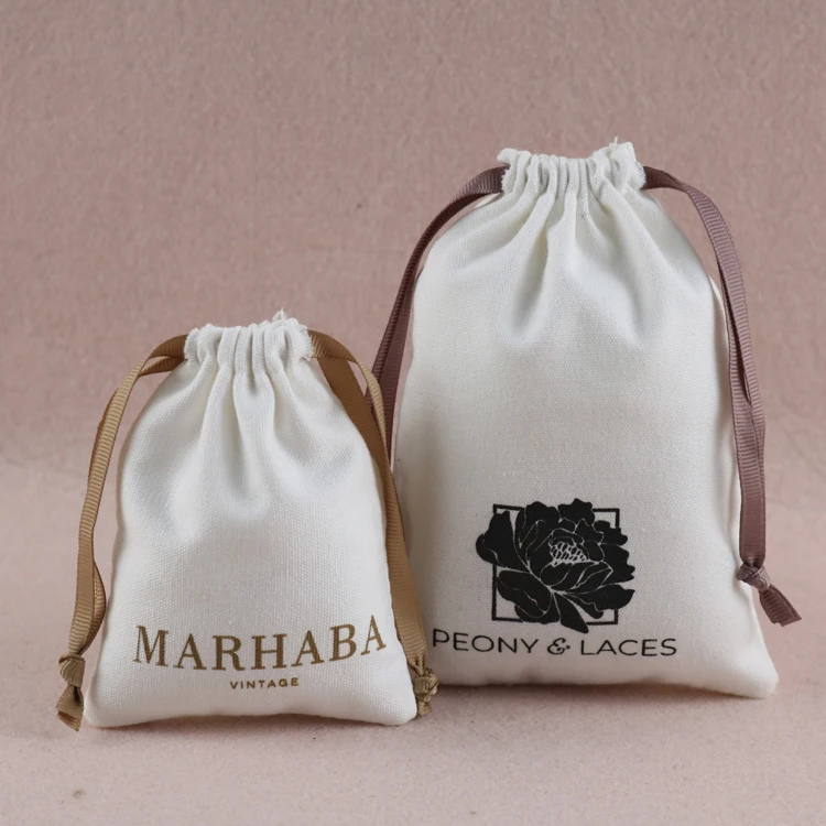 Custom Jewelry Bag 100% Organic Cotton Canvas Pouch Small Cotton ...