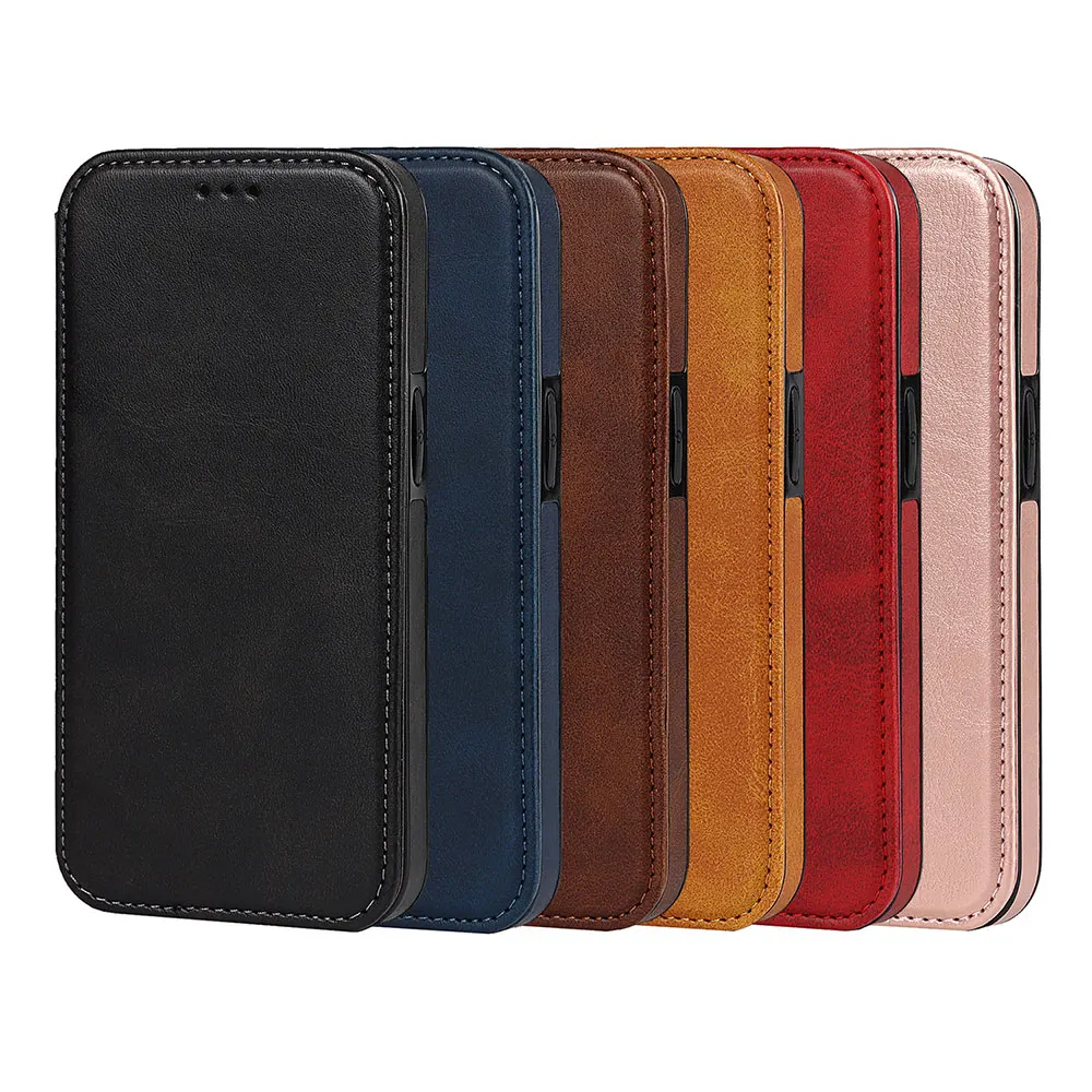 Pu Leather Phone Case For Iphone 15 14 13 12 11 7 Xr Xs Max Pro Plus Flip Cover Pure Colour Card Holder Luxury Sjk469 Laudtec details