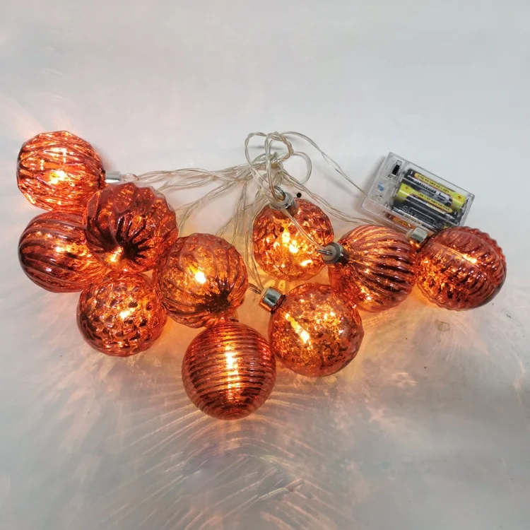 battery operated Christmas ball bubble shape string light set of 10 vintage mercury glass bauble garlands Christmas decoration factory