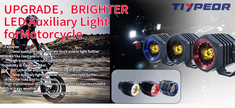 product tiypeor upgrade spotlight for motorcycle off road super bright high power auxiliary headlight work fog lights brighter headlamp-2
