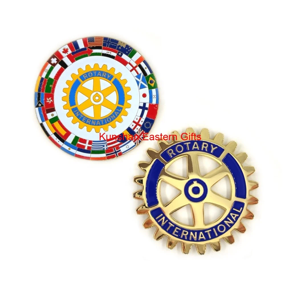Металлическая Эмблема для вращающегося клуба 3 дюйма Золотая вращающаяся автомобиля полированная