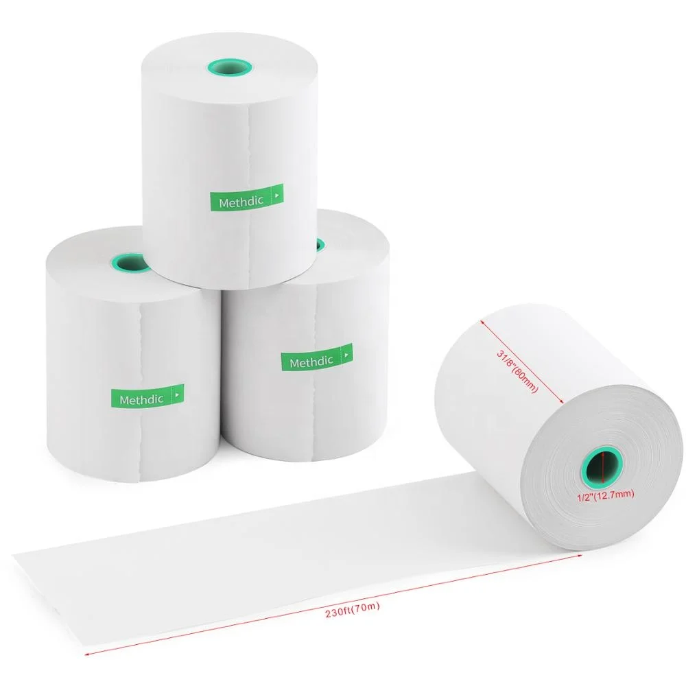 China Shenzhen thermal paper manufacturer top coated BPA BPS free 3 1/8 x 230 (80mm x 70m) thermal paper rolls
