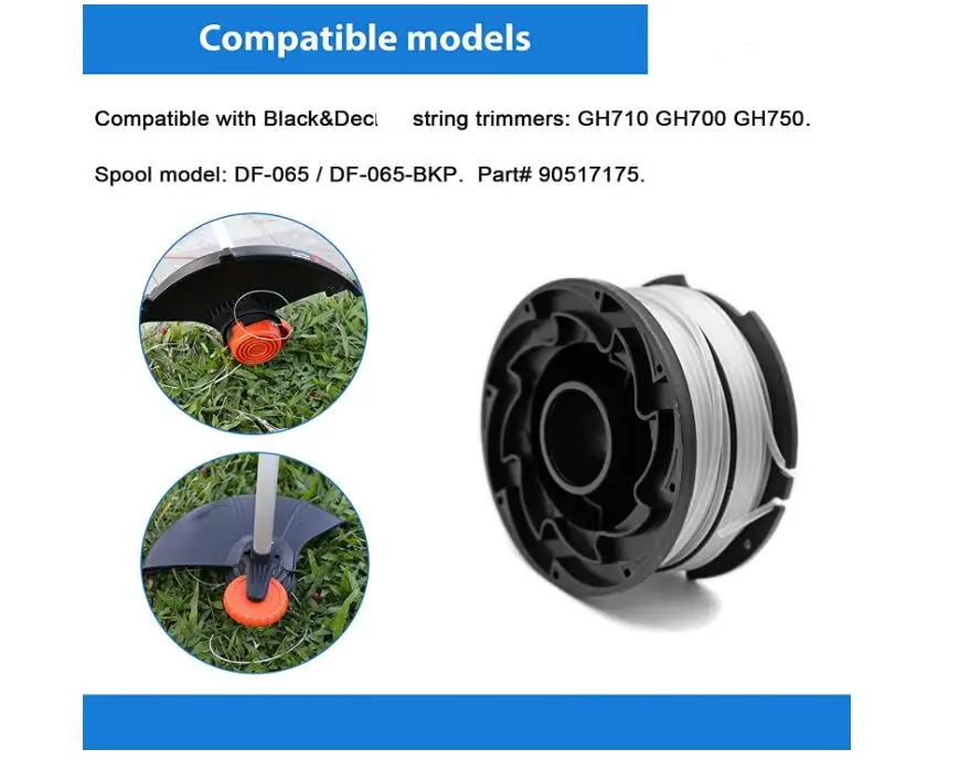 DF-065 String Trimmer Spool Compatible with Black and Decker GH710 GH700  GH750