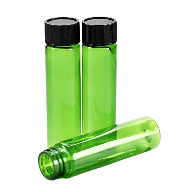 Transparent Green Pre-Roll child resistant cap plastic squeeze pharmacy bottle candy vitamin tube multiple volume