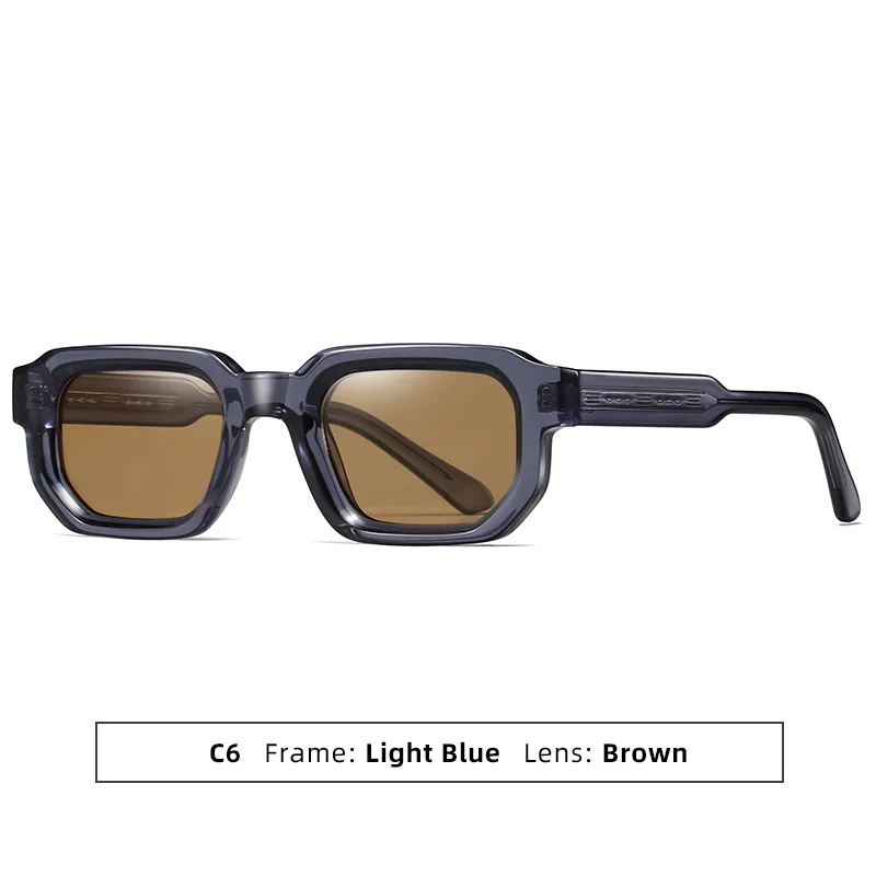 European and American Retro Brown Rectangle Shade Square Thick Frame Summer  CP+PC Sunglasses Lunette De Soleil Homme