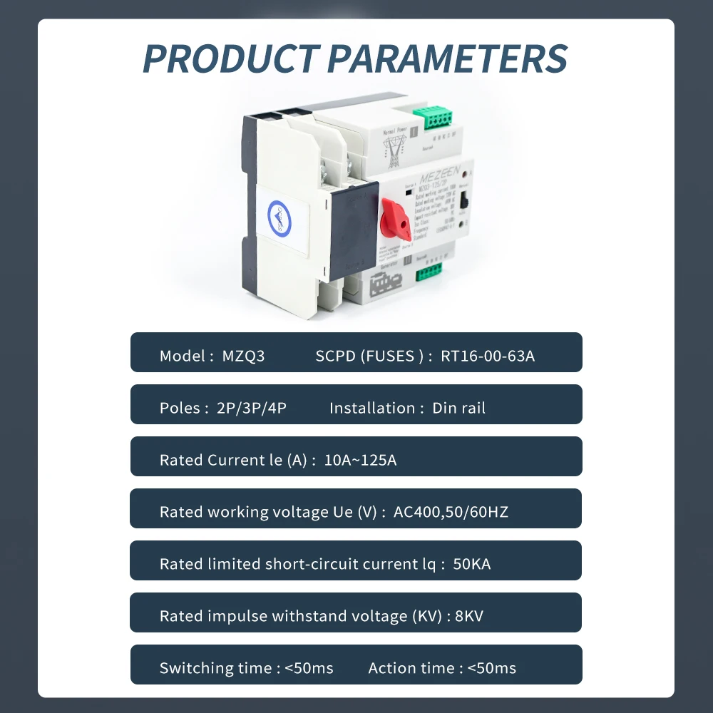 Rack Mount Static Power Transfer Switch 4P 650A Ongrid Solar Transfer Switch ATS Changeover Switch