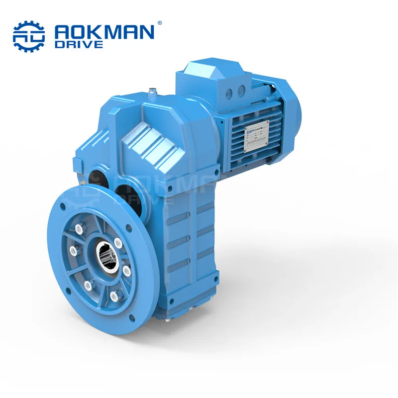 F Series High Power Solid Shaft Gearbox 80:1 Speed Reducer with Helical Gearing Arrangement Customizable Cast Iron Material
