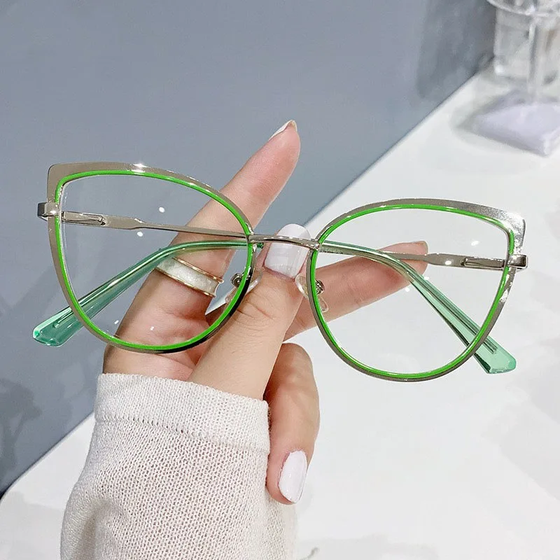 Fashion Anti Blue Light Cat Eye Glasses Trendy Metal Optical Glasses Frame Women Designer Eyeglasses Frame Computer Eyeglasses