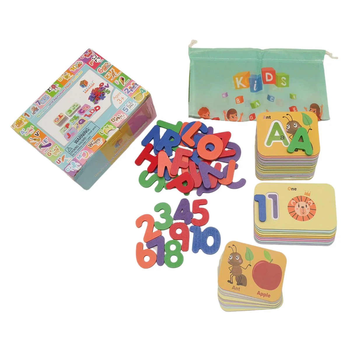 Wooden Numbers And Alphabets Flash Cards Set Of Animal Pattern Board ...