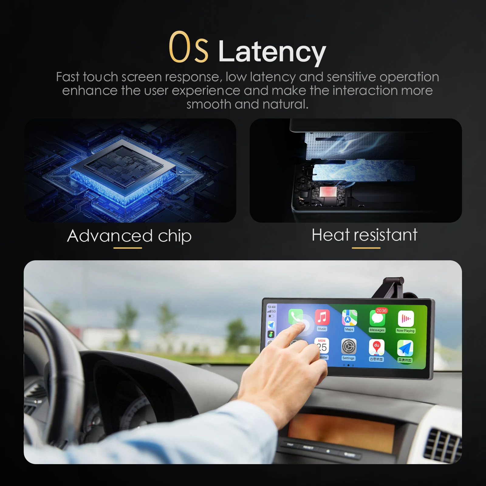 CARABC Wireless Portable CarPlay Screen Display 8.8 Inch HD