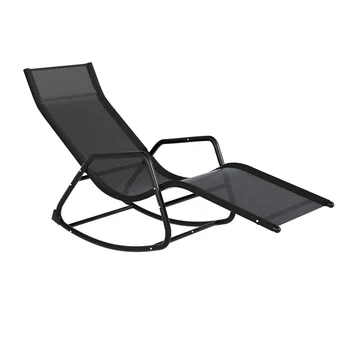HOMECOME Modern Sun Rocking Lounge ,Outdoor Furniture Textilene Rocking Chair Patio Garden Folding Lounge