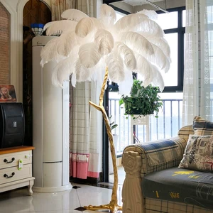 Feather Floor Lamp Light Luxury Ostrich Feather Sofa Net Red Lamp Bedroom Living Room Decoration Floor Lamps