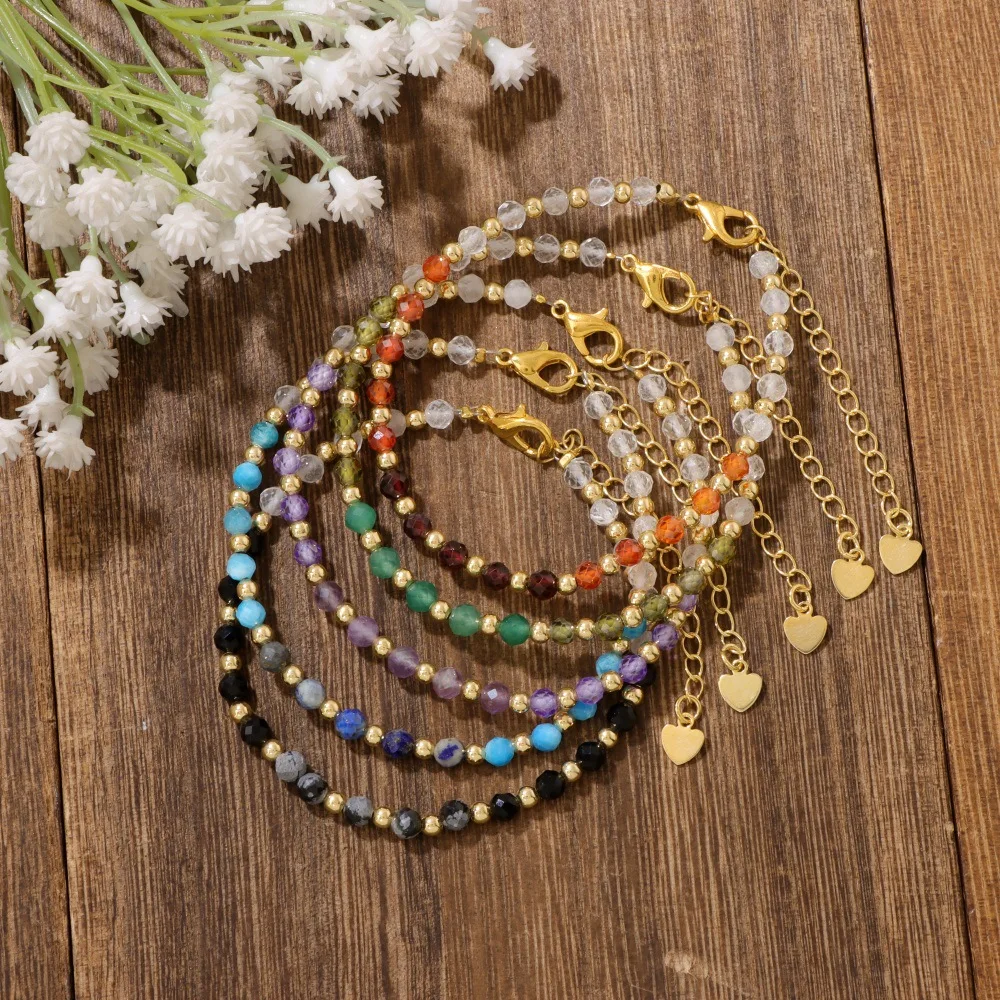 4mm Natural Stones Amethyst Faceted Beads Bracelets Crystal