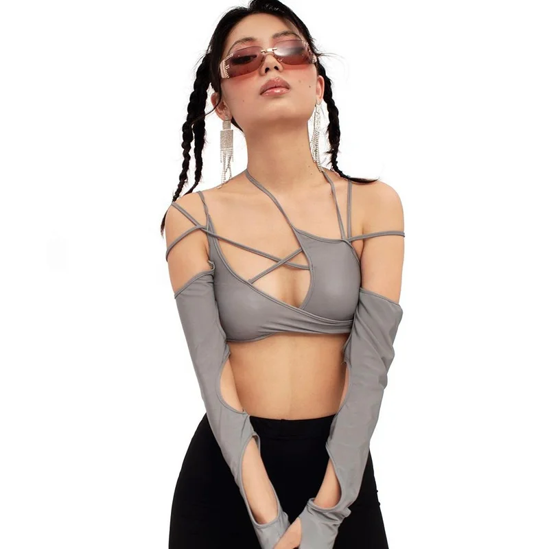 Cyber Y2k Techwear Punk Women Halter Tops - Gothic Egirl