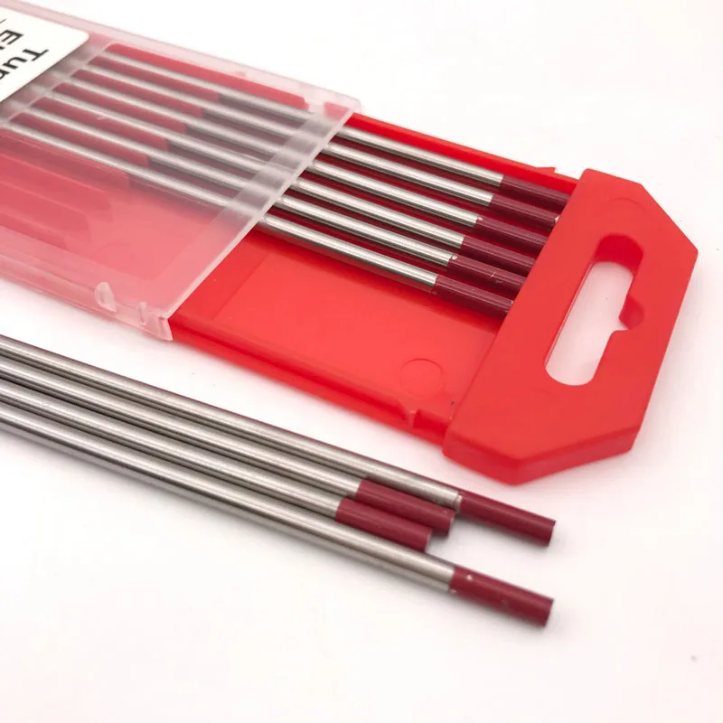 10 Elettrodi Al Tungsteno WT20, 2% Torio, Diametro 2.4mm X 150mm - Per Saldatura TIG Di Acciaio E Inox