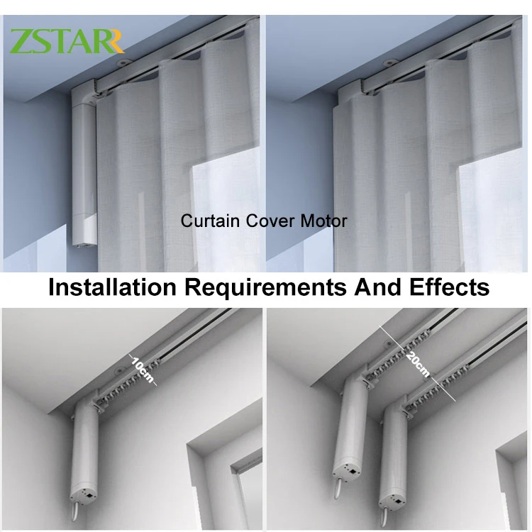 ZSTARR Alexa Smart Metal Motorized Curtain Track Set Electric Curtain Poles for Home Office Modern Design for Hotels
