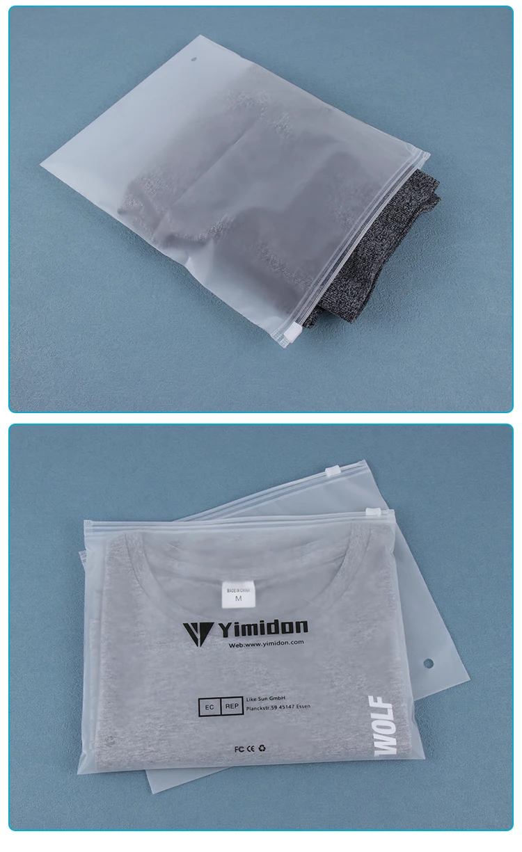 T-shirt Packaging Clear Ziplock Bag Custom Logo Transparent Frosted ...