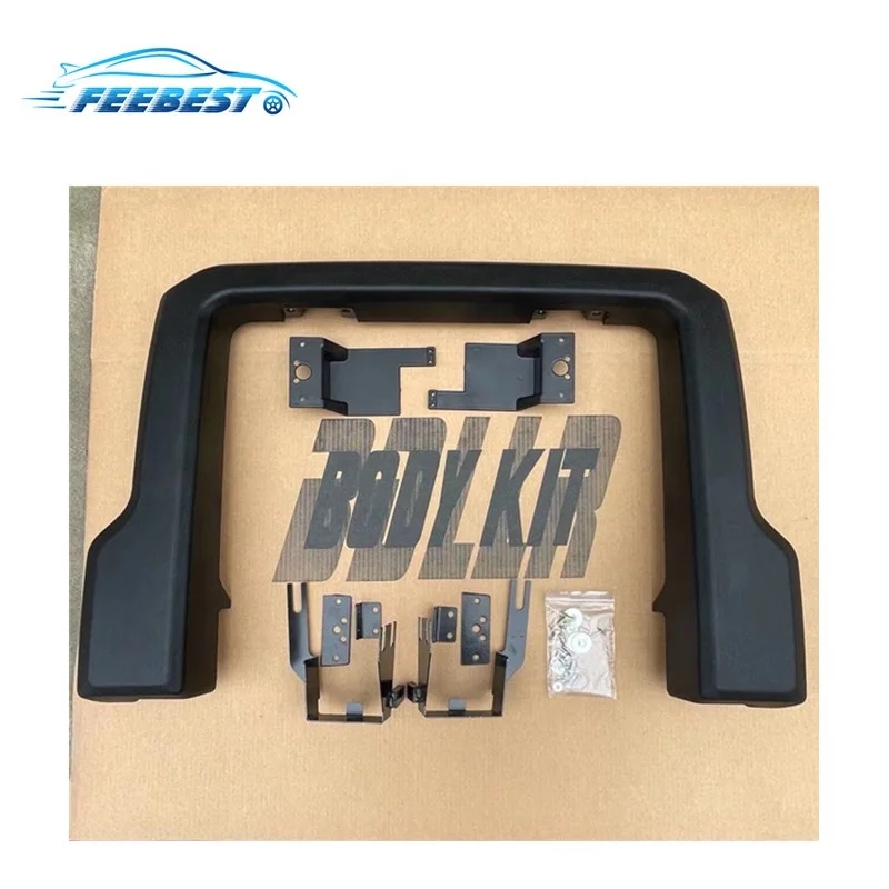 Feebest Front Bumper with Round and Rectangle LED Lights for Range Rover Defender 90 110 Body Kit Parts