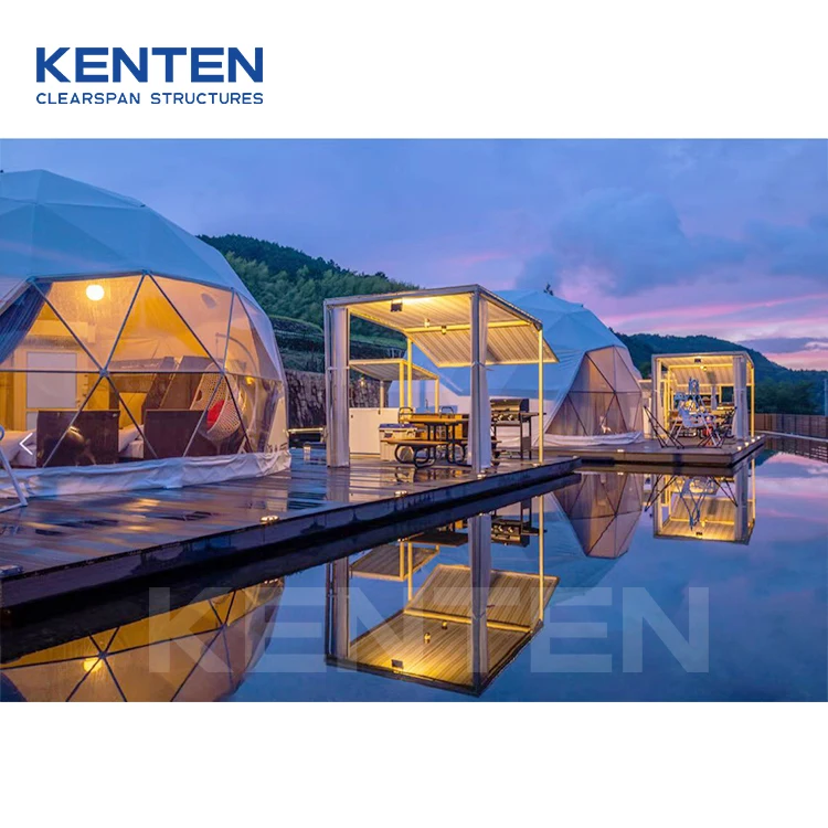 KENTEN Custom High Quality White PVC Luxury Glamping Geodesic Dome Tent