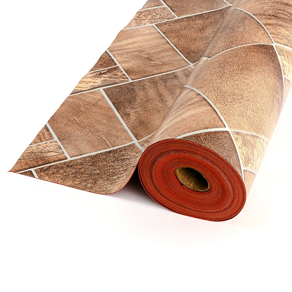 Wood Like PVC Linoleum Vinyl Flooring  Roll on Concrete